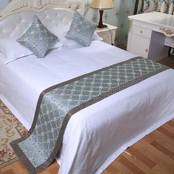 Veemi, Настольная дорожка для кровати в европейском роскошном стиле, Вышитые Ромбические синие Постельные принадлежности, Полотенце с флагом для дома, Свадебные украшения для отеля