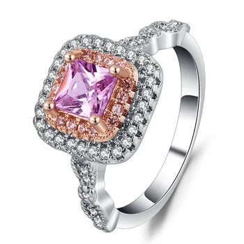 Романтическое красочное квадратное кольцо с кристаллами для подарка элегантной темпераментной леди подруге
