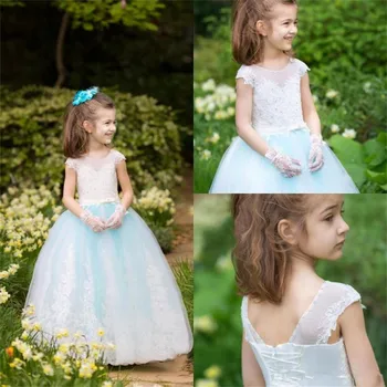 Кружевные платья для девочек в цветочек, пушистые, длиной до пола, для свадьбы 2023, Детское праздничное платье, Платья принцессы для первого причастия, платья на День рождения