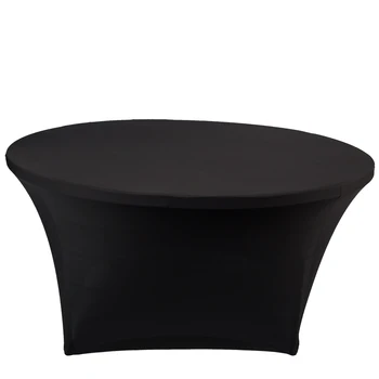 Круглая крышка для стола из спандекса, черная стрейчевая крышка для коктейльного стола 48 60 72 дюймов, скатерть для вечеринок для украшения свадебных мероприятий