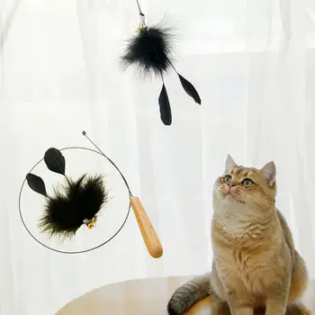 Прочный интерактивные с колокольчиками многоразовая кошка гонится за тизер палочка палка питомец тренажер игрушка кошка тизер стержень избавиться от скуки