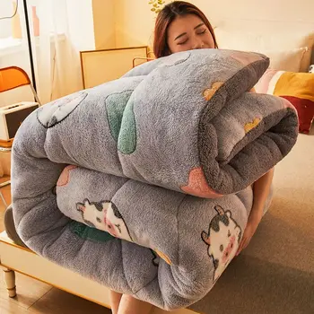 Двойное пуховое одеяло, бархатное лоскутное одеяло, очень теплое зимнее одеяло из овечьей кашемировой шерсти, стеганое одеяло, Утолщенные постельные одеяла