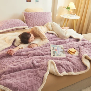 Двустороннее флисовое покрывало для односпальной двуспальной кровати, дивана, офисного ворса, домашнего текстиля, теплого удобного мягкого подарочного чехла, одеяла