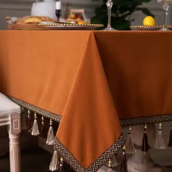 Бархатная скатерть в европейском стиле, величественная и роскошная, ретро-оранжевая