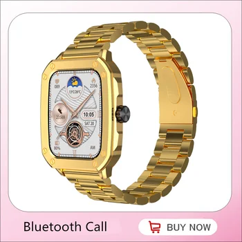 Смарт-часы с Bluetooth-вызовом, мужской компас, напоминание сообщений, пульсометр, кровяное давление, Беспроводное зарядное устройство, золотые умные часы