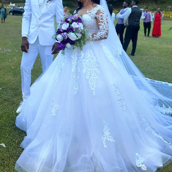 RSW1865 шнуровка с замочной скважиной сзади, большие размеры, белое свадебное платье с длинными рукавами, шлейф 1 м