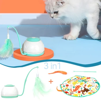 Электрическая игрушка для кошек, Интеллектуальный Поворотный стол для кошек, автоматически вращающий Палочку для дразнения кошек, Интерактивные охотничьи игрушки для домашних животных