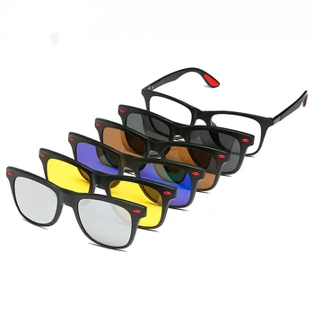 Поляризованные солнцезащитные очки 6 В 1, Мужские Женские очки с магнитным зажимом, Оптические оправы для очков TR90, рецептурные оправы для очков, Магнитные оправы для очков