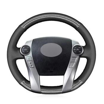 Черный Чехол Рулевого Колеса Автомобиля из Искусственной Кожи из Углеродного Волокна для Toyota Prius 30 XW30 Prius + Prius C V 2009-2020 Aqua 2014-2015