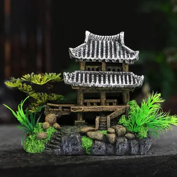Декорация из смолы с пейзажем, имитирующая модель дома, орнамент для аквариумных рыбок