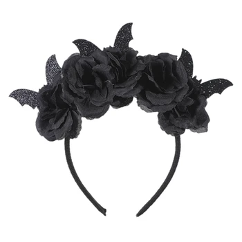 Повязка на голову с розами Xingqing Для женщин, Ведьма на Хэллоуин, Готический Эстетический цветок, Повязка для волос, головной Убор, Аксессуары для волос, Реквизит для костюмов