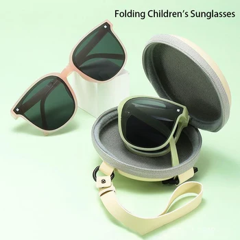 Складные детские солнцезащитные очки UV400, защитные солнцезащитные очки для мальчиков и девочек, модные летние детские очки с абажуром, Винтажные квадратные очки