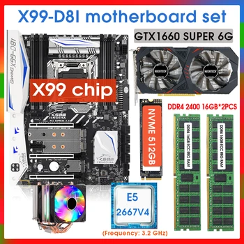 Комплект материнской платы X99-D8I Xeon E5 2667 V4 CPU 32 ГБ (16 ГБ * 2) 2400 МГЦ RMA NVEME 512 ГБ M.2 SSD GTX 1660S Видеокарта 6 ГБ и кулер