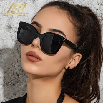 Модные Круглые Солнцезащитные очки SIMPRECT с Кошачьим глазом для женщин 2023 года, роскошный бренд, Дизайнерские Солнцезащитные очки, Винтажные Ретро Оттенки с защитой от ультрафиолета