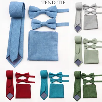 Классический галстук из 100% хлопка длиной 6,5 см с квадратным бантом В кармане, модные мужские и детские Четыре комплекта простых аксессуаров для повседневных рубашек