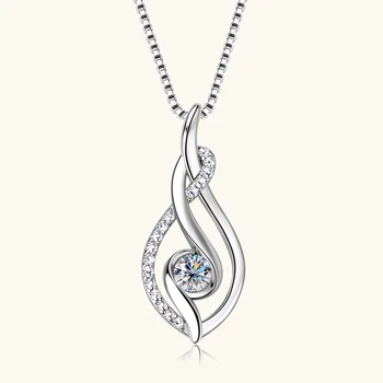 Ожерелье с подвеской из настоящего муассанита KUGG Twist с сертификатом, 100% Аутентичные свадебные украшения из стерлингового серебра 925 пробы для женщин