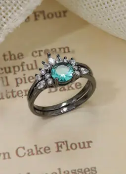 2023 Горячее кольцо из стерлингового серебра S925 пробы с изумрудом и бриллиантом, простое модное женское кольцо с черным позолотой в Европе и Америке