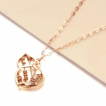 Классическое ожерелье из фиолетового золота 585 пробы, покрытое 14-каратным розовым золотом, Новое в тыкве, выдалбливают китайские элементы, модный кулон-счеты