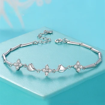 Новый браслет из стерлингового серебра 925 пробы с кристаллами и циркониевым сердечком для женщины, браслет-оберег, ювелирный подарок