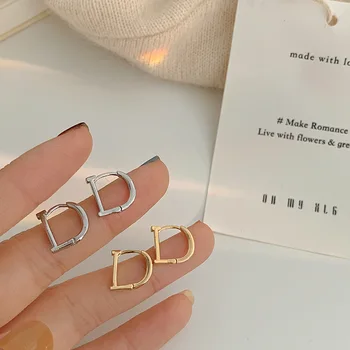 Простые серьги-кольца с буквами для женщин, новые модные серьги в минималистичном стиле, маленькие и изысканные серьги