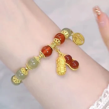 Модный браслет с арахисом для подружек, женский браслет с имитацией Хотанского Нефрита, Темпераментный браслет, Ювелирный браслет, подарок