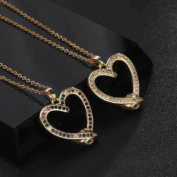 Женское ожерелье из 18-каратного золота с разноцветным кристаллом Циркона в форме змеи в форме сердца Популярный Сладкий Романтический подарок ювелирных изделий