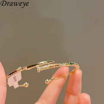 Женский браслет Draweye с Разноцветным цирконием, Корейская мода, Блестящие Элегантные Сладкие украшения, Изысканные Женские браслеты Ins Simple