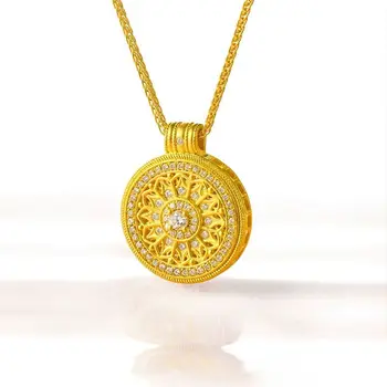 Винтажные круглые ожерелья с геометрической текстурой, подвеска, Роскошная цепочка из древнего золота, ювелирные изделия из ключицы для женщин