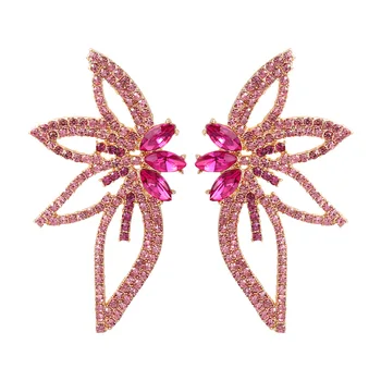 2023 Новый дизайн Розово-зеленых сережек-гвоздиков с кристаллами для женщин, элегантные серьги с цветами из горного хрусталя, свадебный подарок, ювелирные изделия