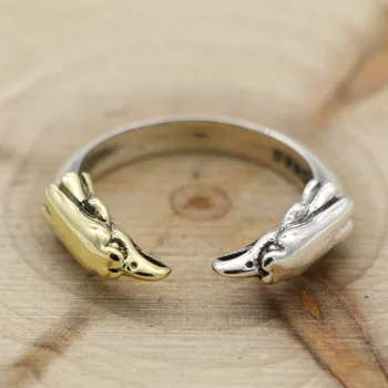 Модное креативное кольцо из стерлингового серебра 925 пробы с двуглавым орлом в виде головы, мужское модное индивидуальное кольцо в виде хвоста, женское