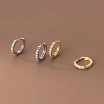 Серьги с бриллиантами в один ряд из стерлингового серебра S925 для женщин, модные универсальные серьги-кольца для ушей, изысканные ювелирные изделия, праздничные подарки на День рождения