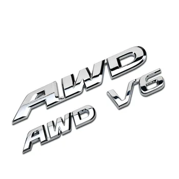 3D Металлический Серебристый логотип, Эмблема AWD V6, Значок на крыле автомобиля, Наклейка на багажник для Honda AWD V6, Аксессуары Stikcer