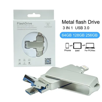 Металлическая USB-флешка для iphone 32GB 64GB 128GB 256GB Type C Ultra Dual USB 3.0 Flash Drive Memory Stick Флэш-Накопитель