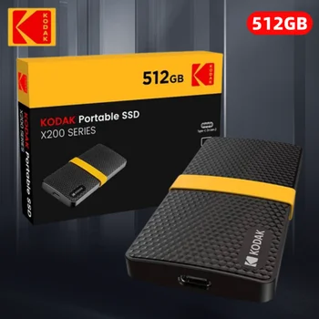 KODAK SSD Внешний Жесткий Диск Type C USB 3,1 2000 МБ/с. 256 ГБ 512 ГБ 1 ТБ 2 тб Портативный SSD X200 GEN2 HDD для PS4 PS5 PC Сумка Для хранения