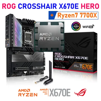 R7 7700X CPU Combo Kit Материнская плата ASUS ROG CROSSHAIR X670E HERO DDR5 Настольная плата Ryzen 7 7700X CPU Processor Combo Новый