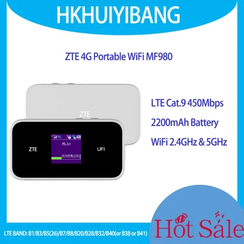 Разблокированный ZTE UFi MF980 4G LTE Cat.9 4G Мобильная Точка доступа 450 Мбит/с Двухдиапазонный Маршрутизатор 2,4 ГГц и 5 ГГц 4G Sim-карта Беспроводной Портативный WiFi