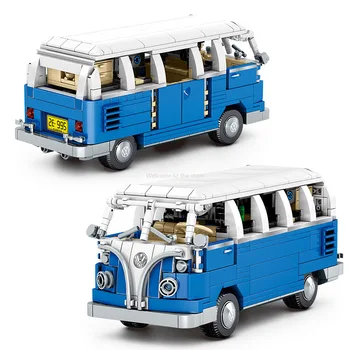 Модель фургона SEMBO BLOCK Volkswagen T1, совместимая с детскими конструкторами LEGO, игрушками из строительных блоков с мелкими частицами