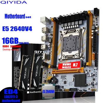 QIYIDA X99 Материнская плата комбинированный комплект LGA 2011-3 Xeon E5 2640 V4 Процессор DDR4 16 ГБ (2ШТ 8G) Память 3200 МГц NVME M.2 SATA3.0