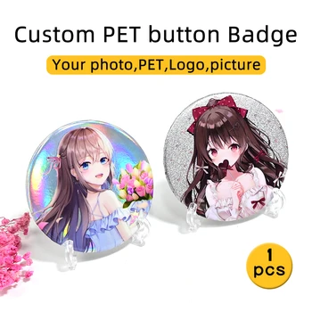Персонализированные значки для домашних животных, круглые значки с металлическими кнопками из мультфильма аниме, жестяные значки для подарков