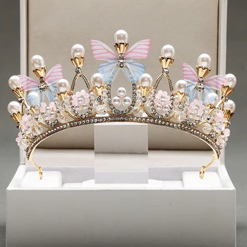 Свадебная Розовая Корона для волос в стиле Барокко, Элегантная вечеринка Королевы Барокко для женщин