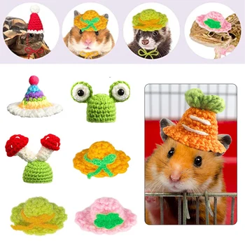 Милые вязаные шапочки для хомячков Ручной работы, мини-шапочка с мультяшными животными для маленьких Бурундуков, аксессуаров для морских свинок, зоотоваров Бесплатная Доставка