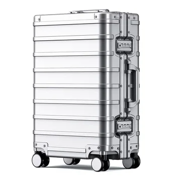 Новый полностью алюминиевый дорожный багаж, модный чемодан-тележка высокого класса, бесшумный замок с паролем, 20-дюймовый посадочный ящик, трендовый багаж