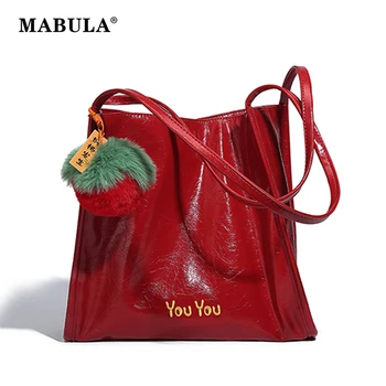 Модная сумка-тоут MABULA Red Square для покупок из веганской кожи, роскошная дизайнерская сумка, портативная женская сумочка через плечо