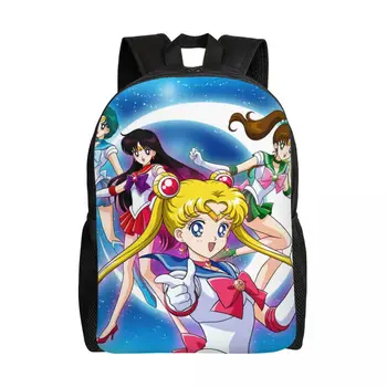 Японские рюкзаки Shojo Sailor Manga для девочек и мальчиков, аниме Moon Girl, школьные дорожные сумки для колледжа, сумка для книг, подходит для 15-дюймового ноутбука