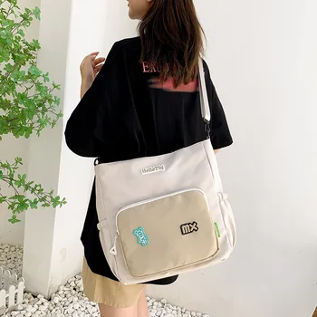 Корейские квадратные сумки через плечо для женщин 2023, сумка-тоут большой емкости, модные переносные холщовые сумки через плечо для поездок на работу