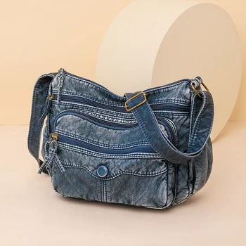 Роскошные дизайнерские кошельки и сумочки, женская кожаная сумка через плечо со множеством карманов, повседневные сумки через плечо для женщин 2023, основной Синий цвет