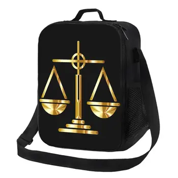Изготовленный на заказ золотой ланч-бокс с логотипом Scales Of Justice Law для мужчин и женщин, термоизолированный ланч-бокс для школы для детей