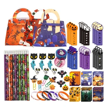 Набор канцелярских игрушек на Хэллоуин, набор игрушек для вечеринки в честь Хэллоуина для детей, канцелярский подарок для класса, включая карандаш, ластик F19E