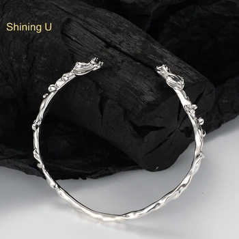 Браслет Shining U S925 Silver Rose для женщин, открытый браслет, изысканные ювелирные изделия, летний подарок
