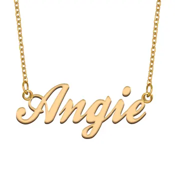 Ожерелье с именем Энджи для женщин, ювелирные изделия из нержавеющей стали, позолоченная табличка с именем, подвеска, подарок подруги для женщин